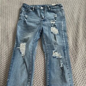 Super Skinny Distressed Blue Women's Jeans